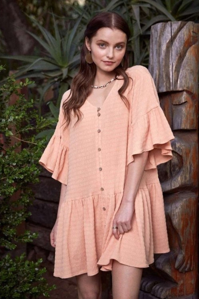 Button Down Tiered Dress