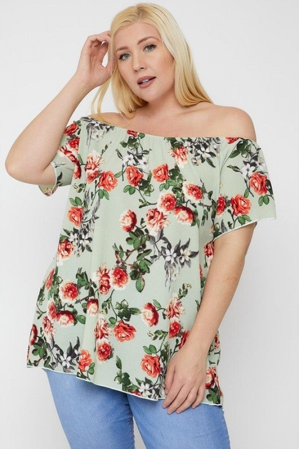 Off The Shoulder  Floral Print Top