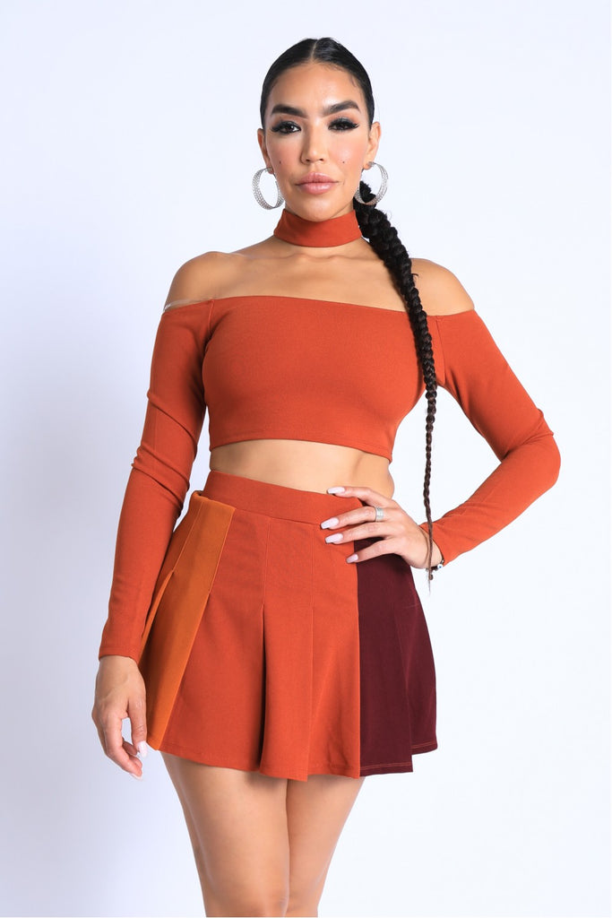 Choker Off-shoulder Party Skirt Set