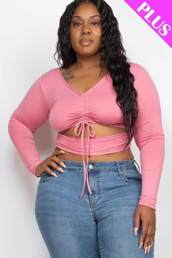 Plus Size Ruched Cutout Crop Top