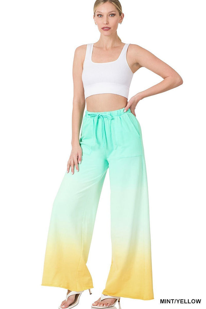 Terry Raw Hem Tie Dye Pants